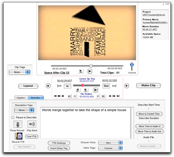 capscribe editor screen shot - video description